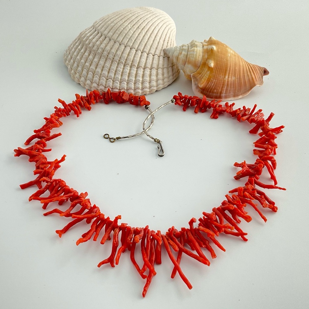 Vintage Branch Coral Necklace, Orange, 21" Long, Beach Girl, Coastal Cowgirl - Picture 4 of 13